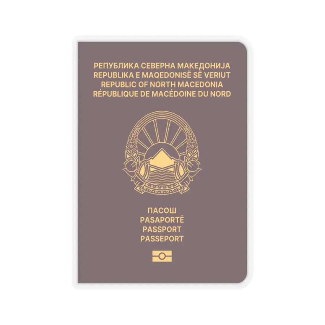 Macedonian Passport (Type B) - STICKER Vinyl Kiss-Cut Decal 2 Inch Transparent - The Sticker Space