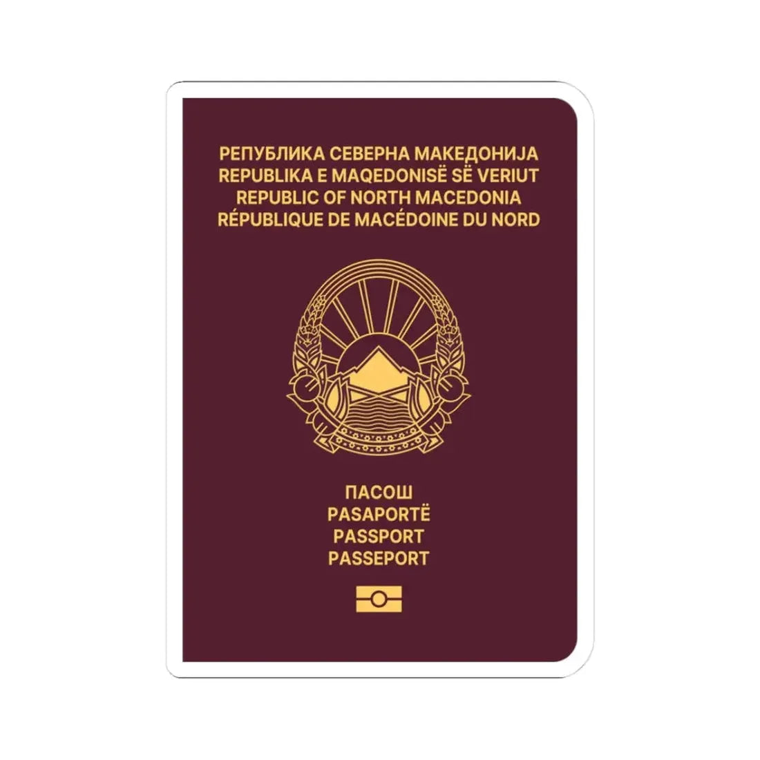 Macedonian Passport (Type B) - STICKER Vinyl Kiss-Cut Decal 3 Inch White - The Sticker Space