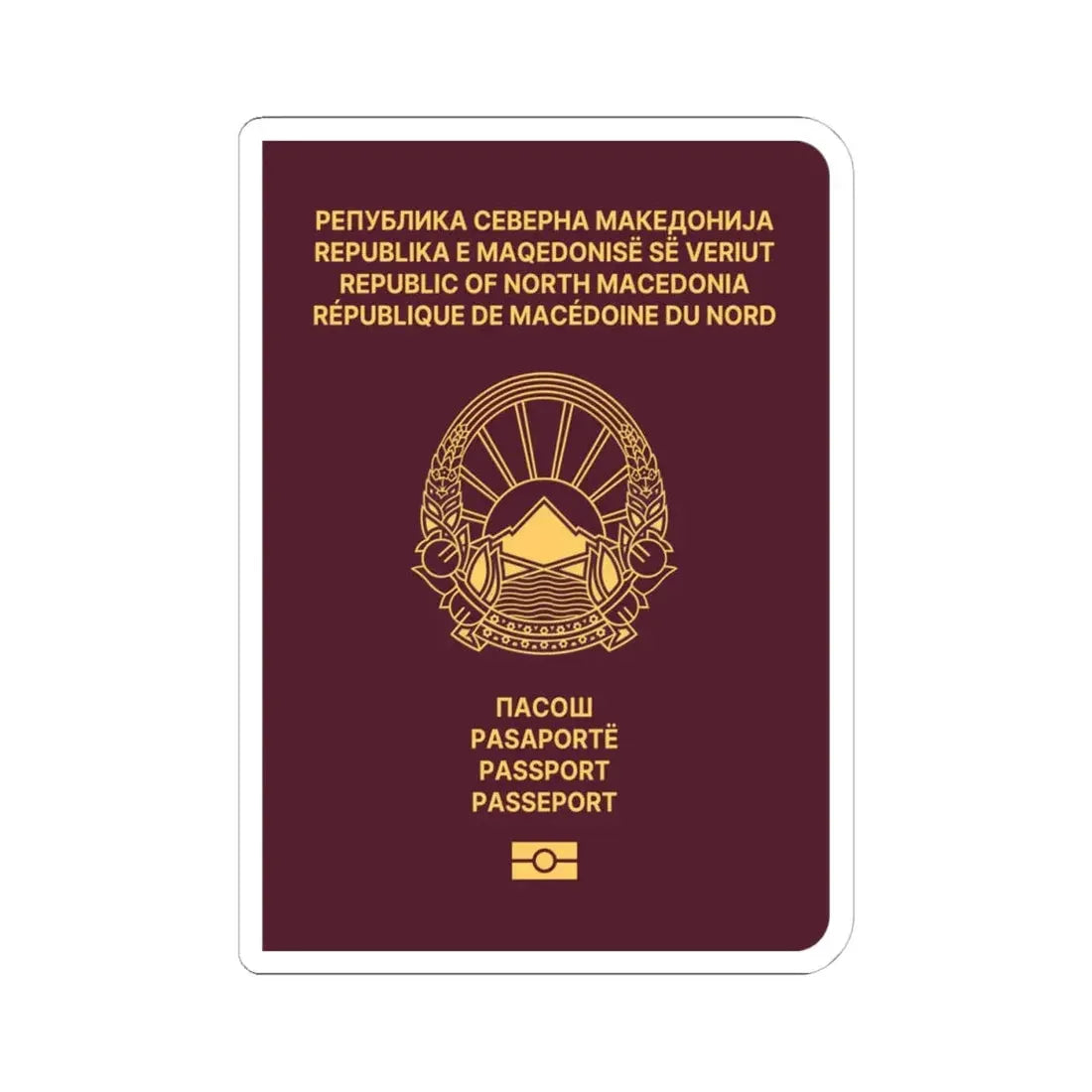 Macedonian Passport (Type B) - STICKER Vinyl Kiss-Cut Decal 4 Inch White - The Sticker Space