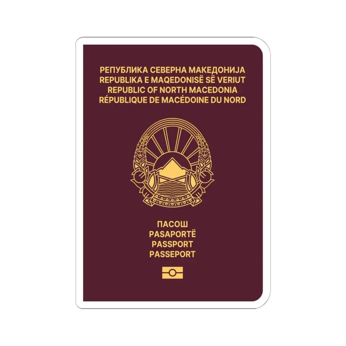 Macedonian Passport (Type B) - STICKER Vinyl Kiss-Cut Decal 6 Inch White - The Sticker Space