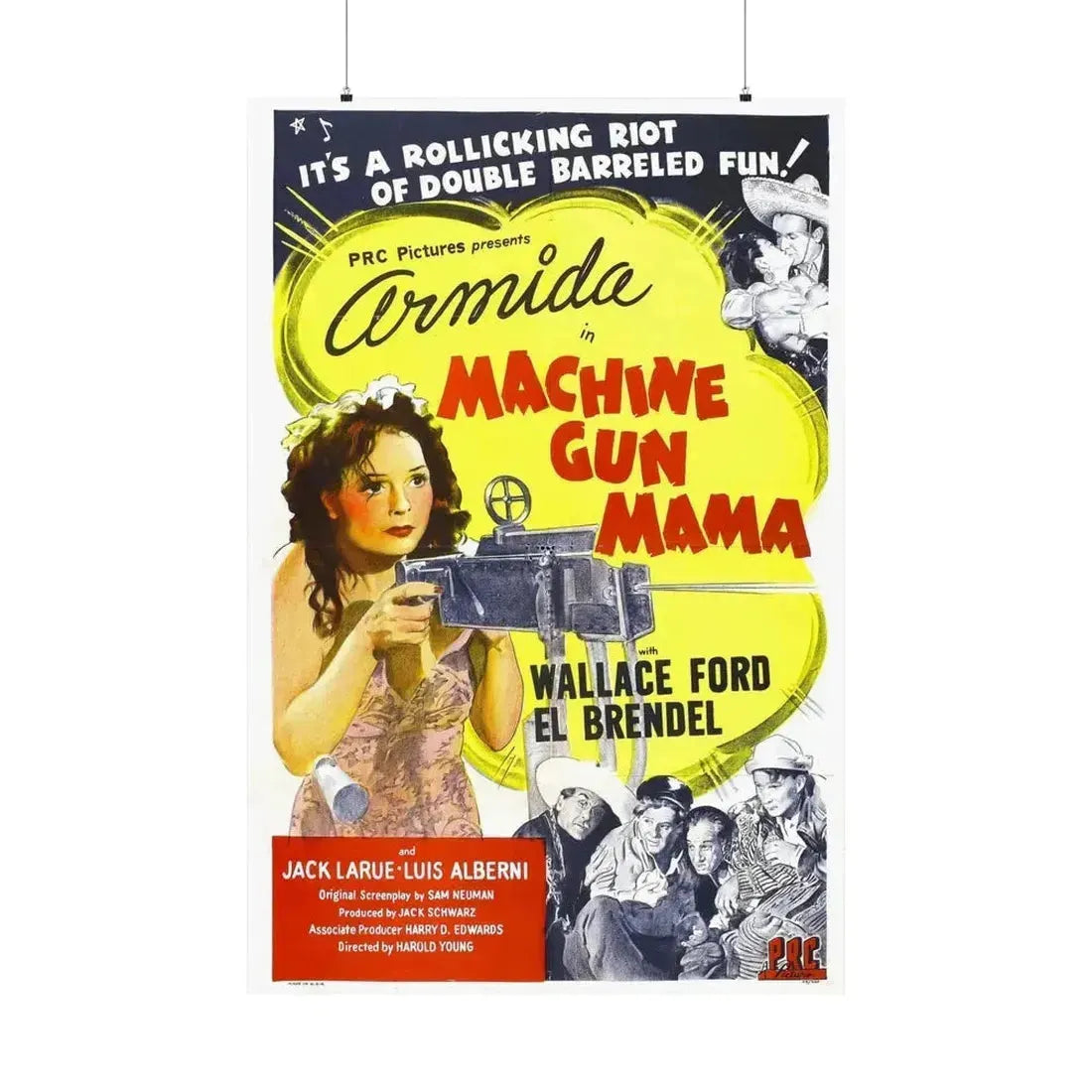 MACHINE GUN MAMA 1944 - Paper Movie Poster 36" x 54" Matte - The Sticker Space