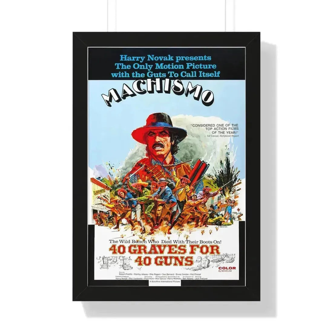 MACHISMO 40 GRAVES FOR 40 GUNS 1971 - Framed Movie Poster 16″ x 24″ Black - The Sticker Space