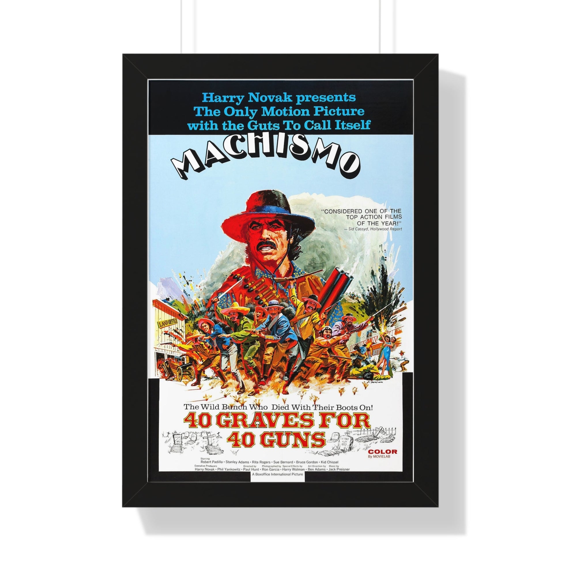 MACHISMO 40 GRAVES FOR 40 GUNS 1971 - Framed Movie Poster-16″ x 24″-The Sticker Space