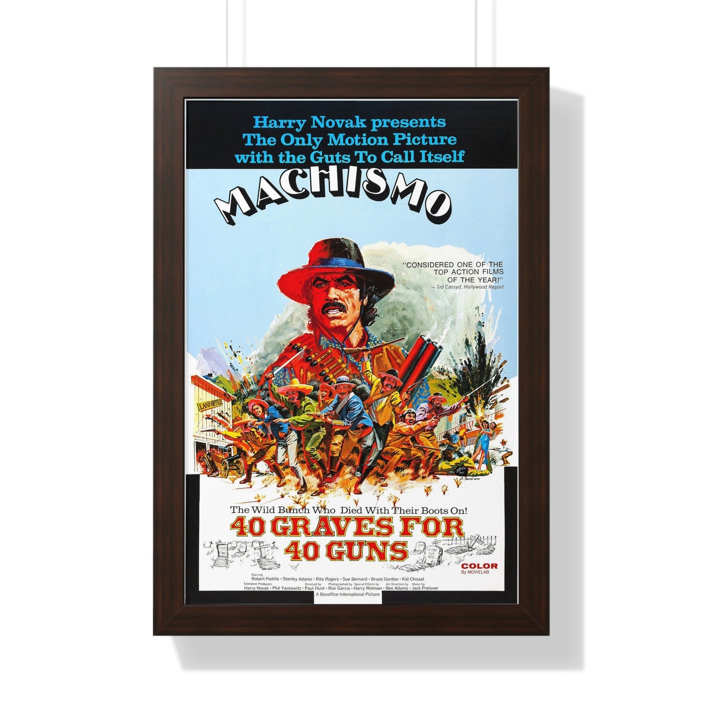 MACHISMO 40 GRAVES FOR 40 GUNS 1971 - Framed Movie Poster-16″ x 24″-The Sticker Space