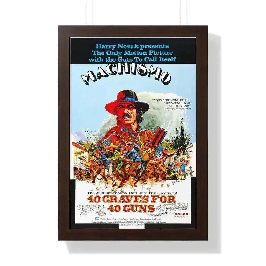 MACHISMO 40 GRAVES FOR 40 GUNS 1971 - Framed Movie Poster 16″ x 24″ Walnut - The Sticker Space