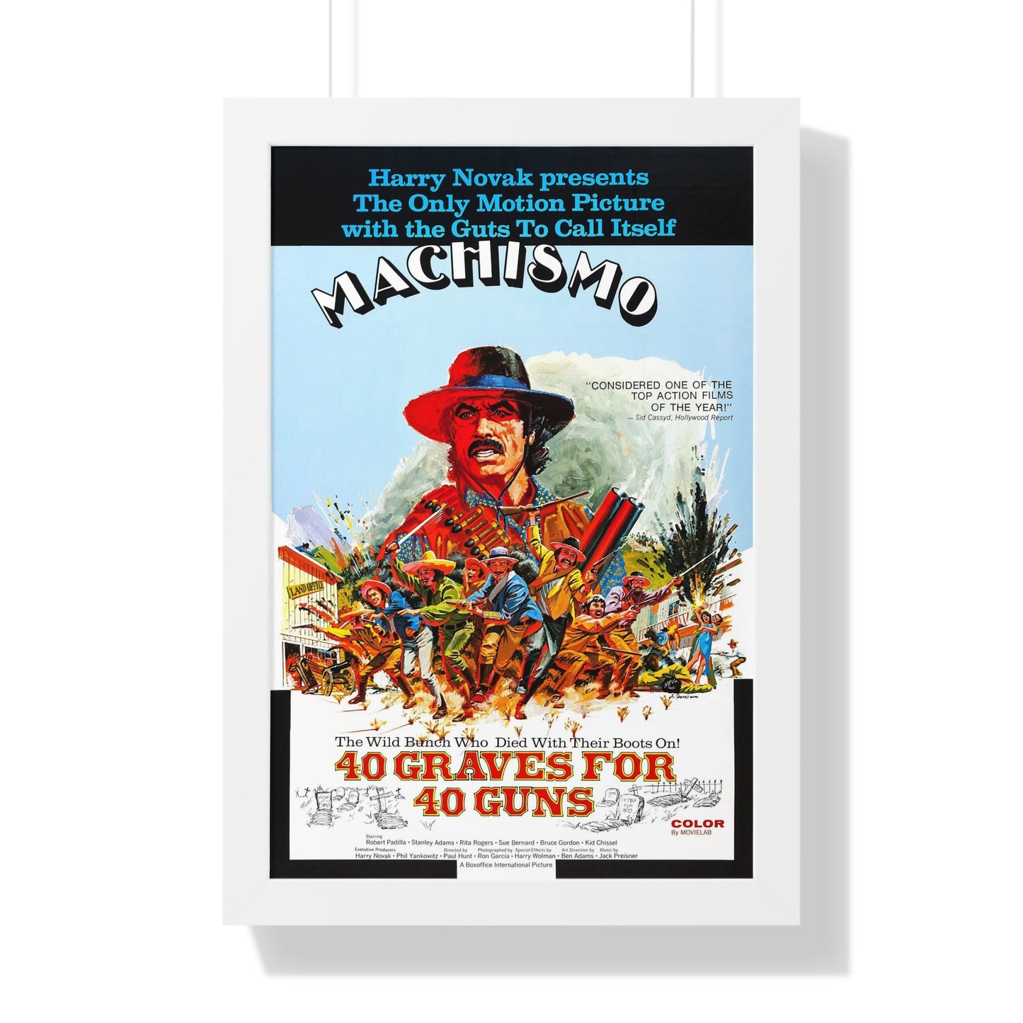 MACHISMO 40 GRAVES FOR 40 GUNS 1971 - Framed Movie Poster-16″ x 24″-The Sticker Space