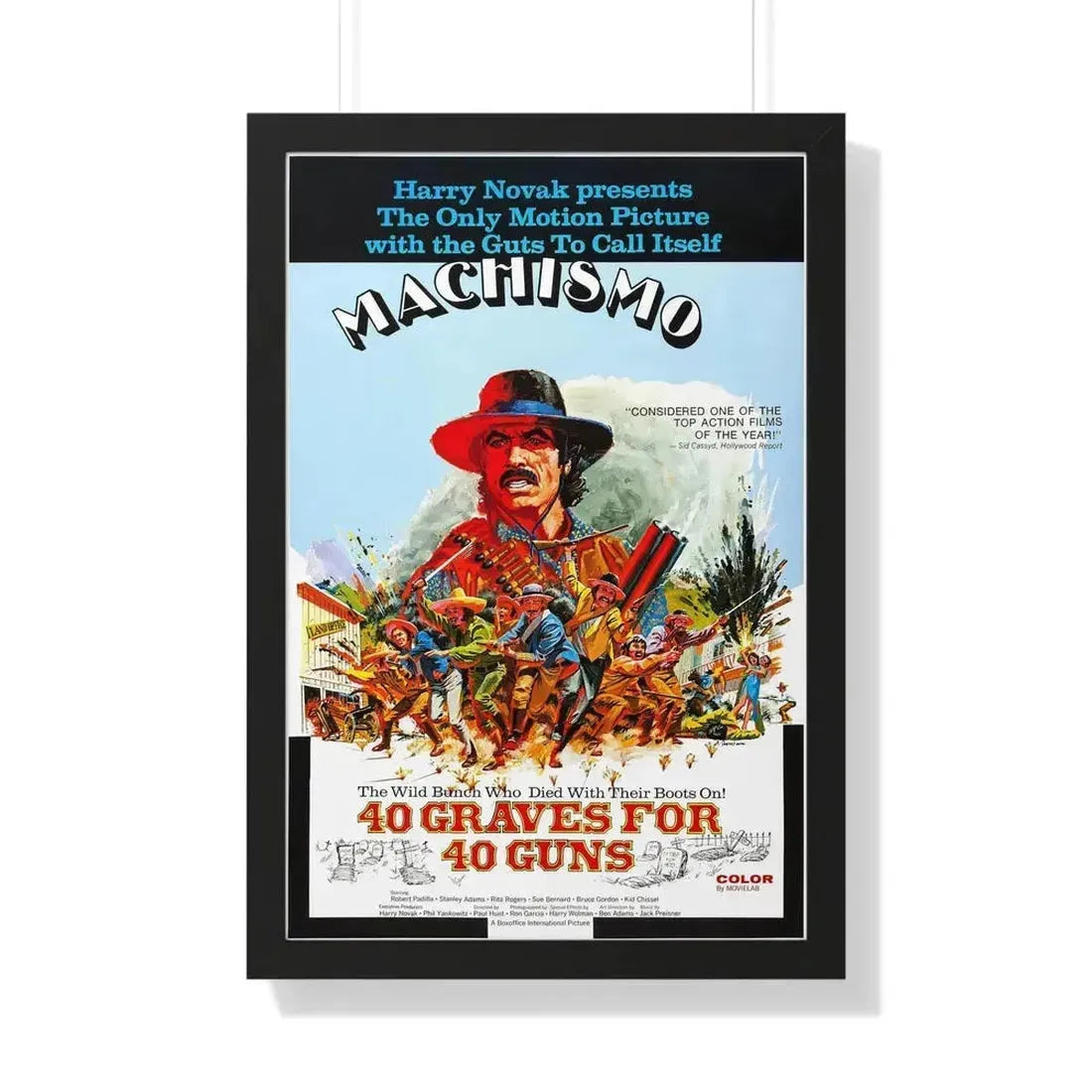 MACHISMO 40 GRAVES FOR 40 GUNS 1971 - Framed Movie Poster 20" x 30" Black - The Sticker Space