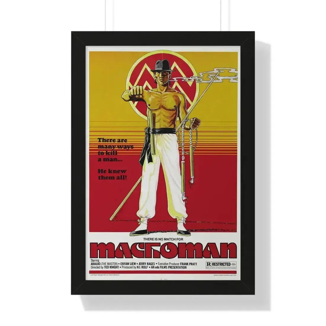MACHOMAN 1980 - Framed Movie Poster 16″ x 24″ Black - The Sticker Space