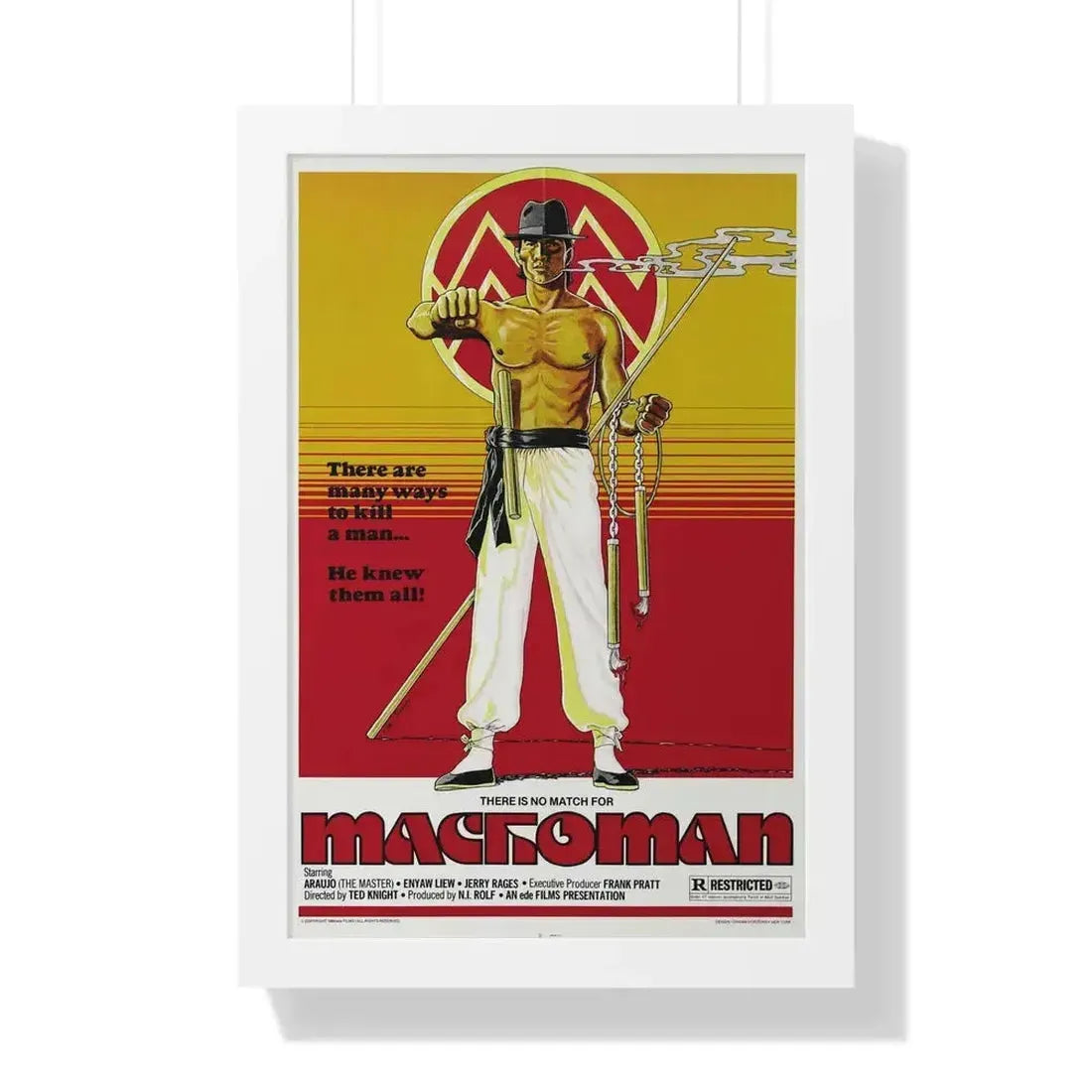 MACHOMAN 1980 - Framed Movie Poster 16″ x 24″ White - The Sticker Space
