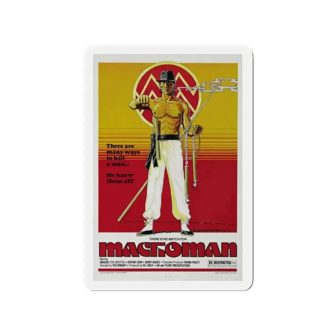 MACHOMAN 1980 Movie Poster - Refrigerator Magnet 2 Inch Die-Cut - The Sticker Space