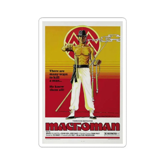 MACHOMAN 1980 Movie Poster - STICKER Vinyl Kiss-Cut Decal 2 Inch White - The Sticker Space