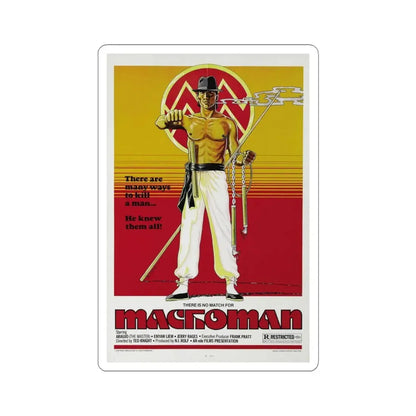 MACHOMAN 1980 Movie Poster - STICKER Vinyl Kiss-Cut Decal 6 Inch White - The Sticker Space