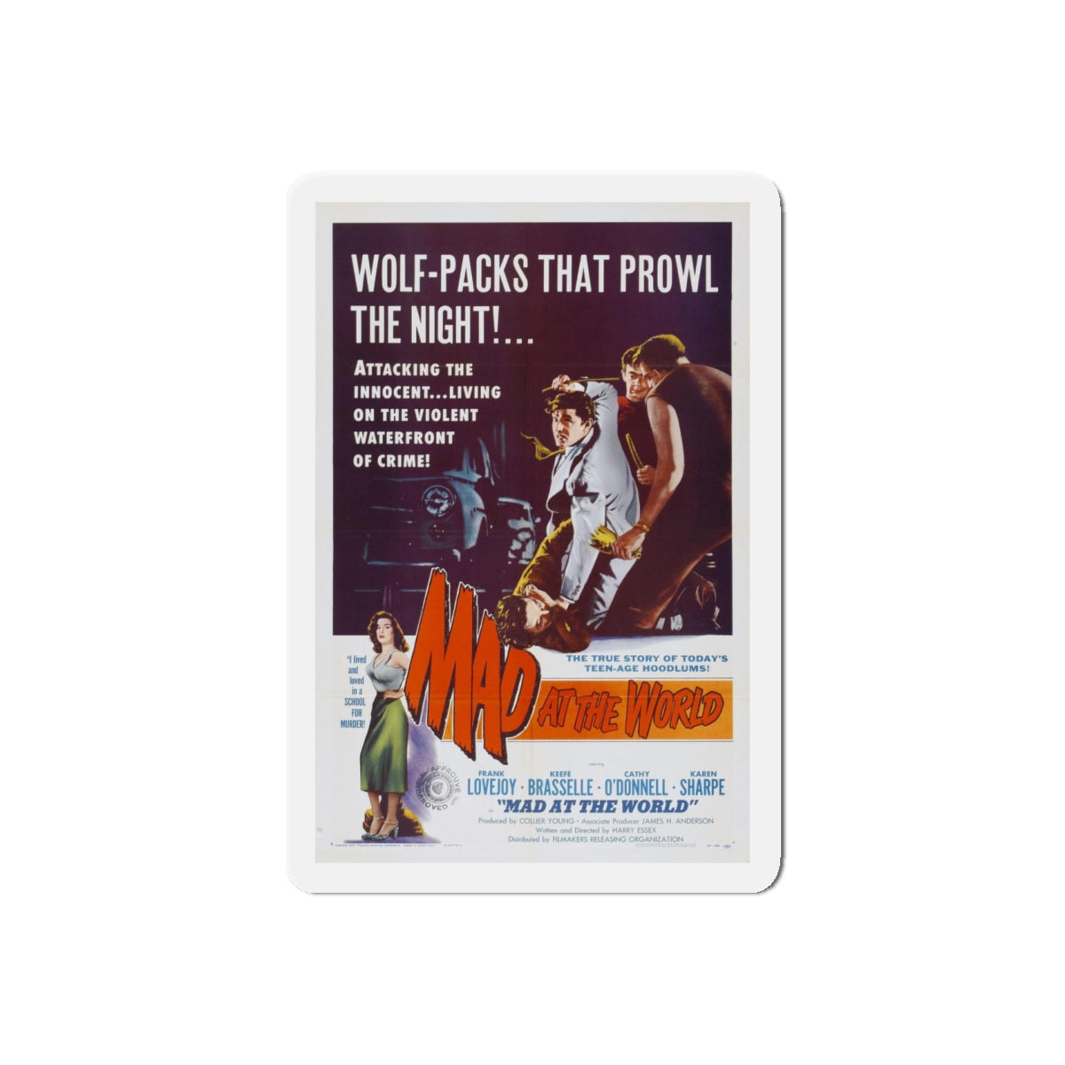 MAD AT THE WORLD 1955 Movie Poster - Refrigerator Magnet-5" x 5"-The Sticker Space