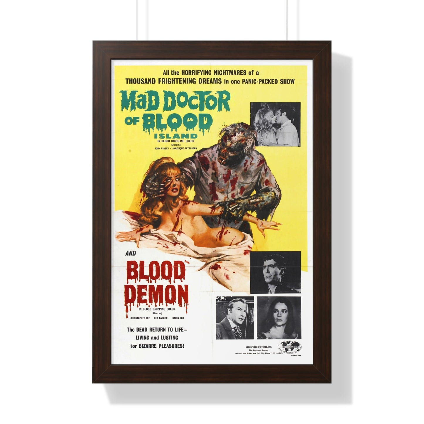 MAD DOCTOR OF BLOOD ISLAND + BLOOD DEMON 1969 - Framed Movie Poster-16″ x 24″-The Sticker Space