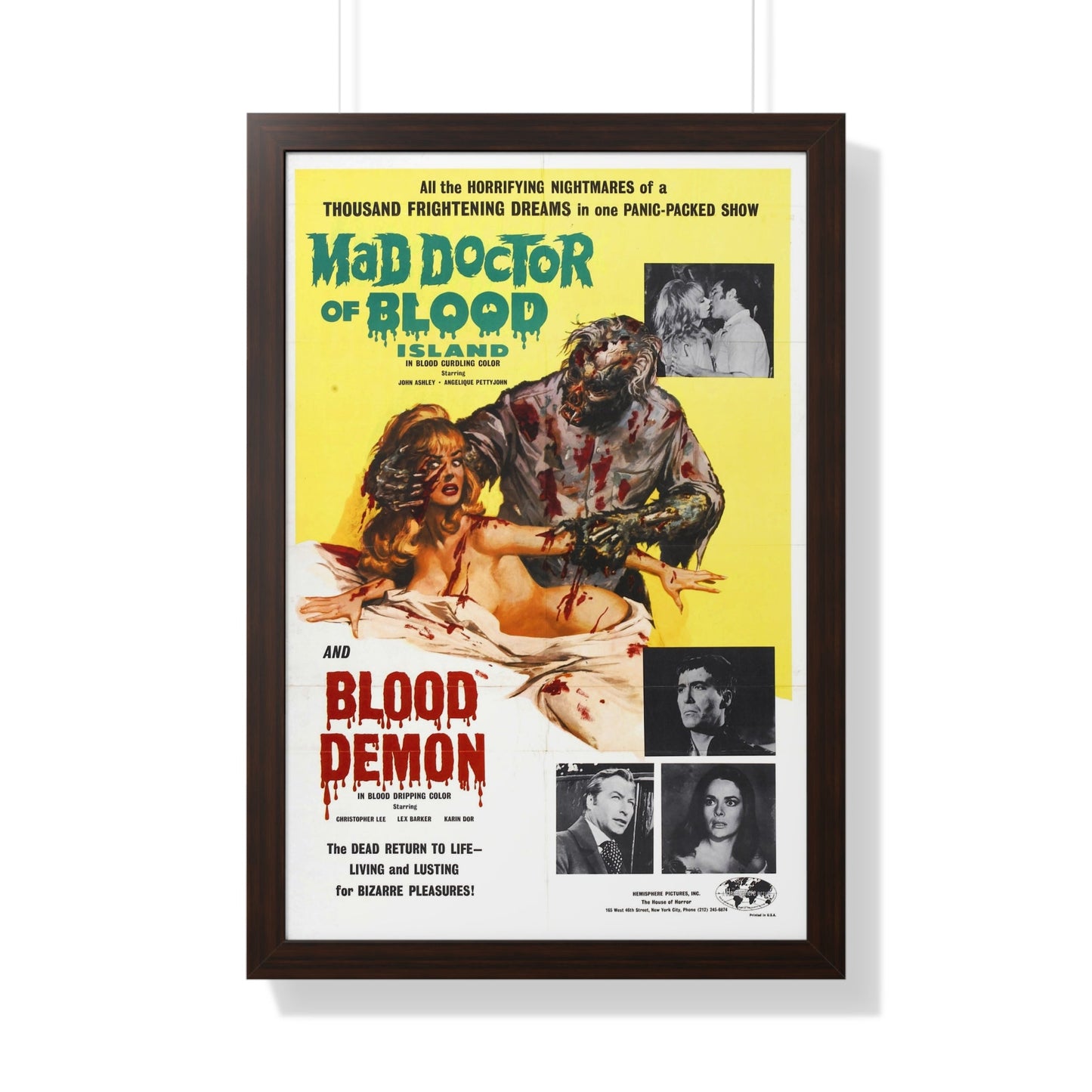 MAD DOCTOR OF BLOOD ISLAND + BLOOD DEMON 1969 - Framed Movie Poster-20" x 30"-The Sticker Space