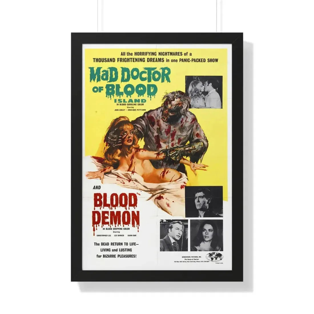 MAD DOCTOR OF BLOOD ISLAND + BLOOD DEMON 1969 - Framed Movie Poster - The Sticker Space