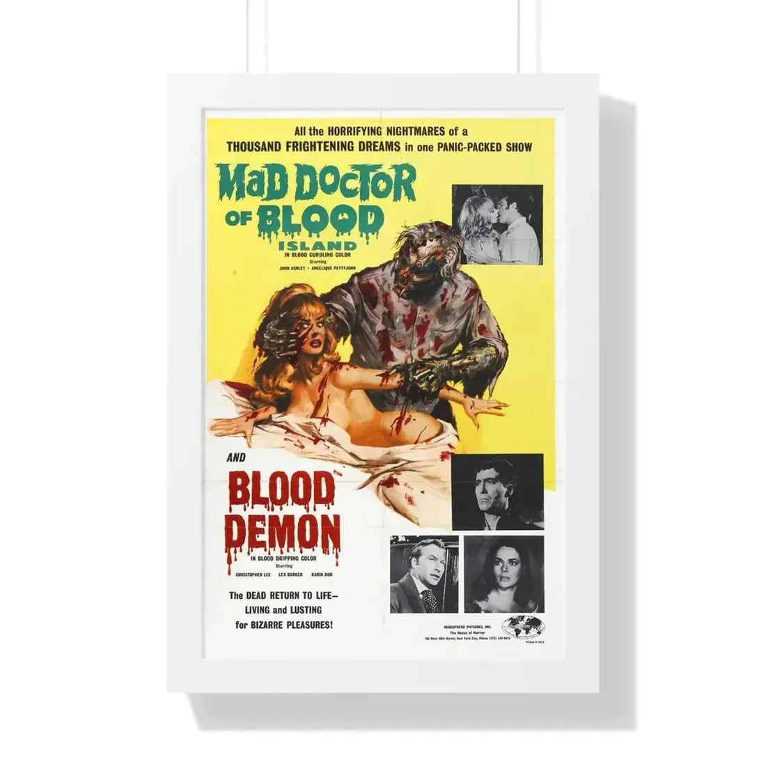 MAD DOCTOR OF BLOOD ISLAND + BLOOD DEMON 1969 - Framed Movie Poster - The Sticker Space