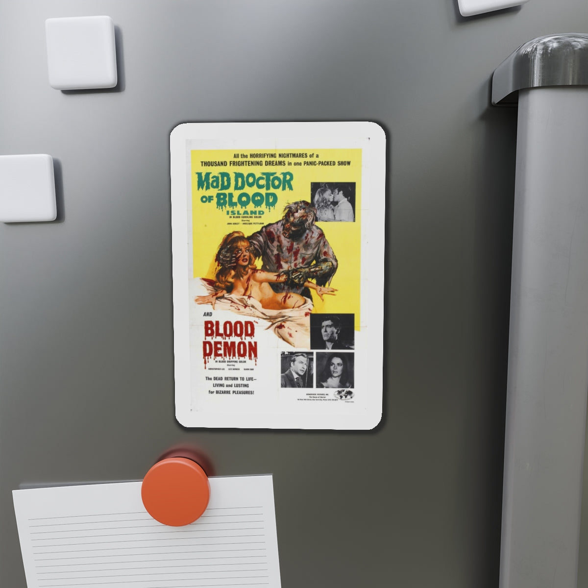 MAD DOCTOR OF BLOOD ISLAND + BLOOD DEMON 1969 Movie Poster - Refrigerator Magnet-The Sticker Space