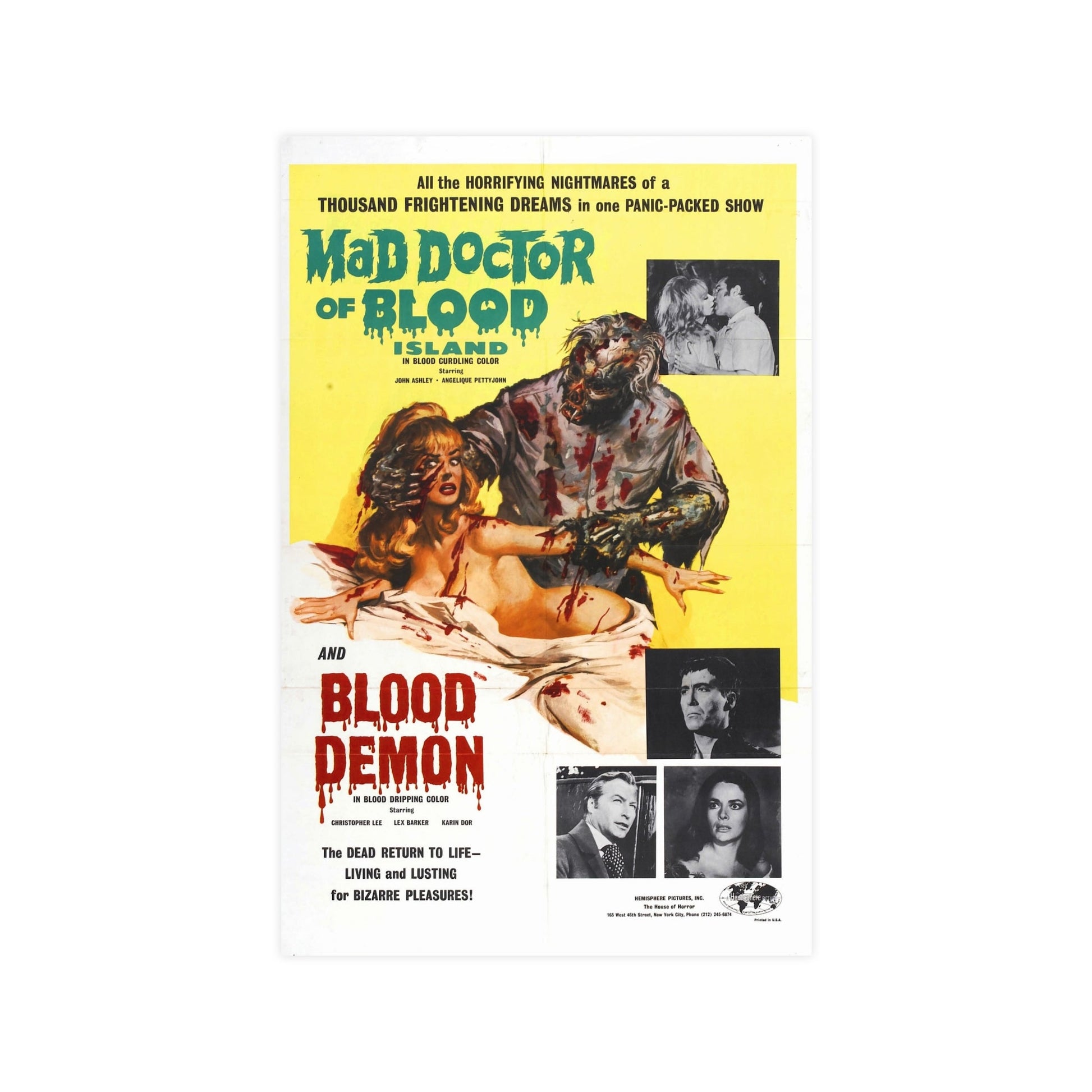 MAD DOCTOR OF BLOOD ISLAND + BLOOD DEMON 1969 - Paper Movie Poster-11″ x 17″ (Vertical)-The Sticker Space
