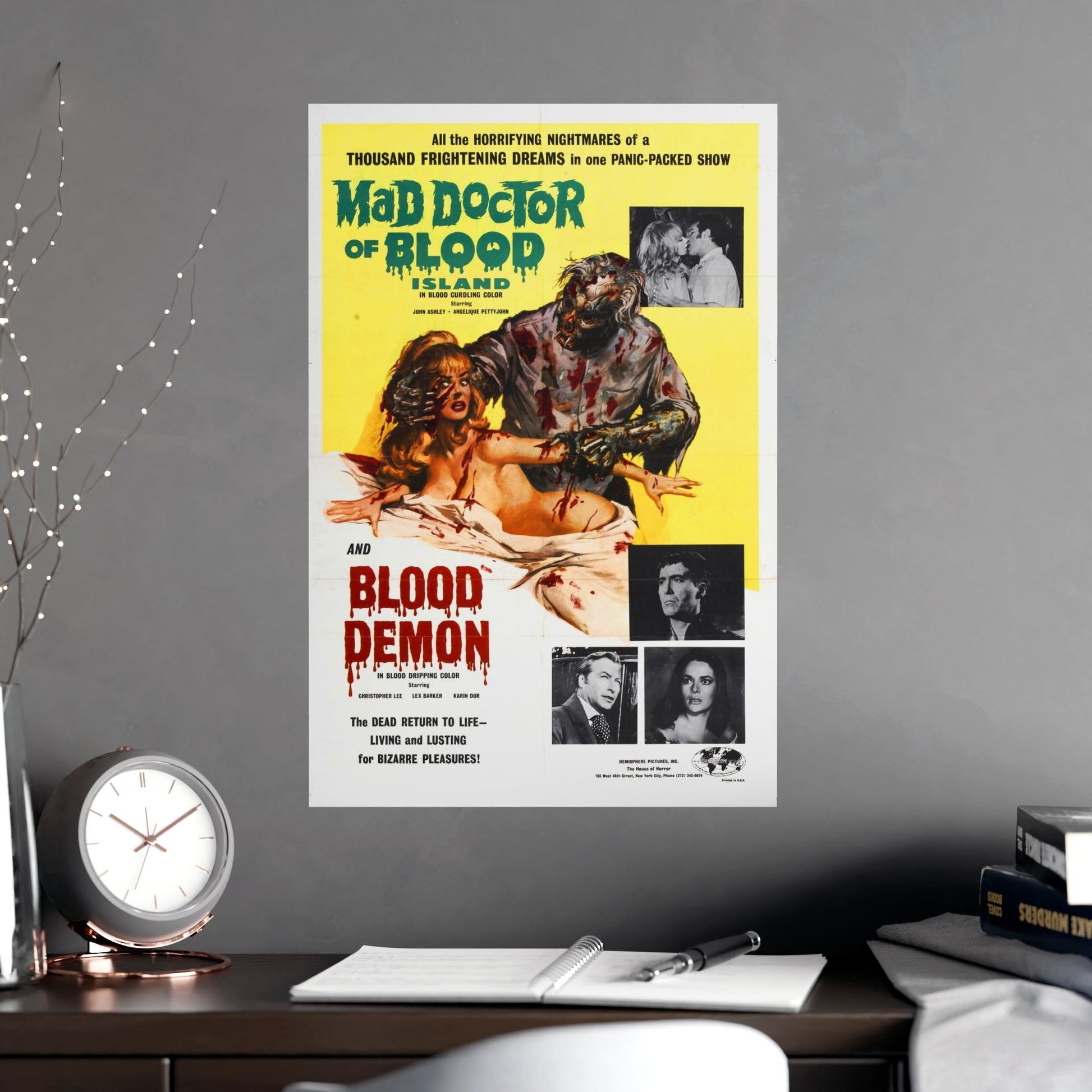 MAD DOCTOR OF BLOOD ISLAND + BLOOD DEMON 1969 - Paper Movie Poster-The Sticker Space