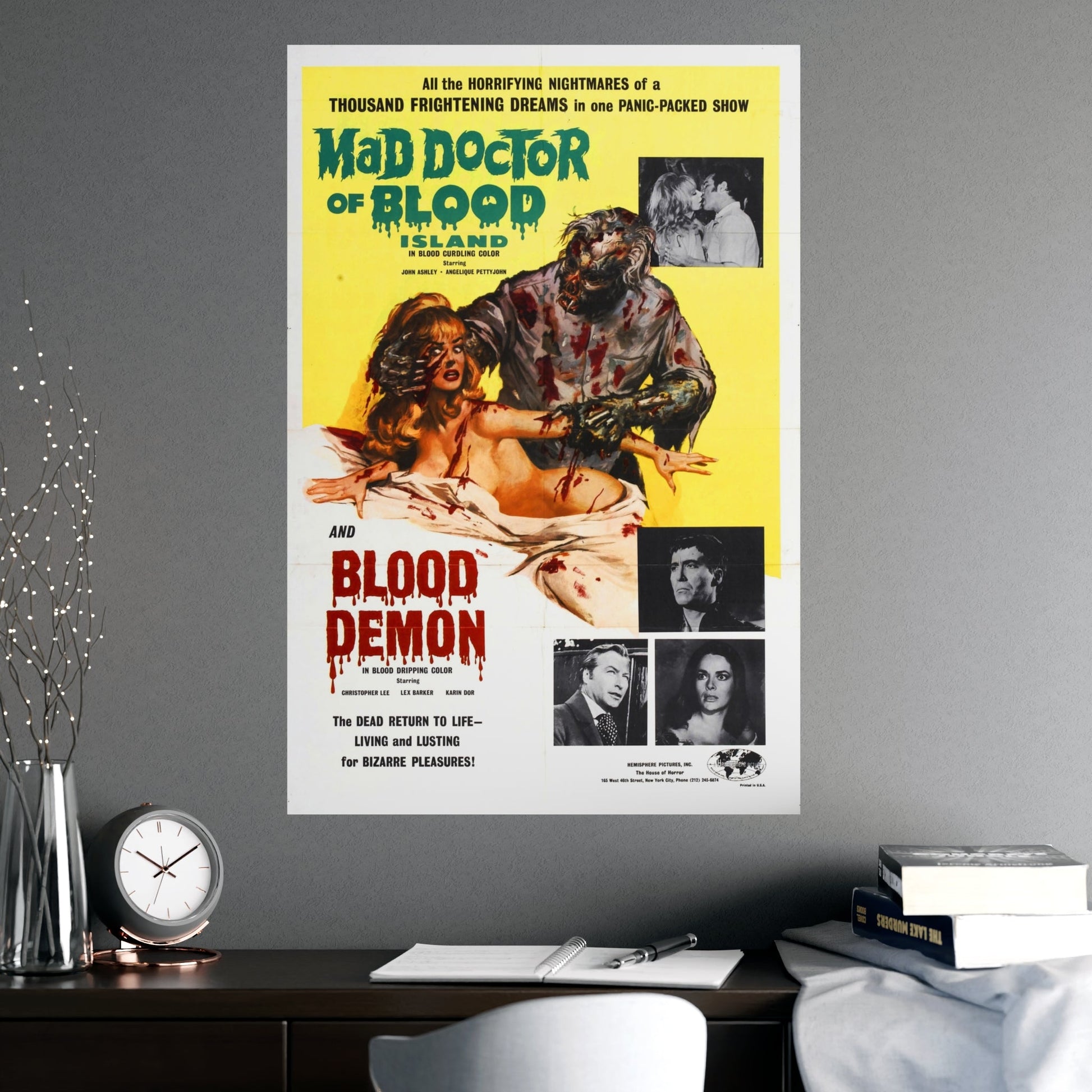 MAD DOCTOR OF BLOOD ISLAND + BLOOD DEMON 1969 - Paper Movie Poster-The Sticker Space