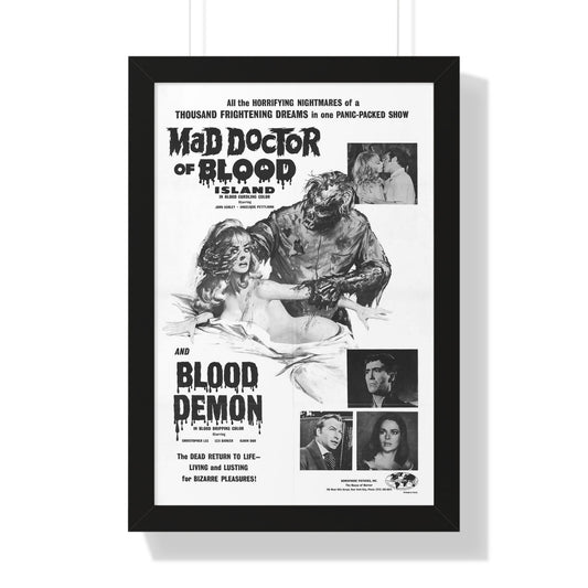 MAD DOCTOR OF BLOOD ISLAND + BLOOD DEMON (2) 1969 - Framed Movie Poster-16″ x 24″-The Sticker Space