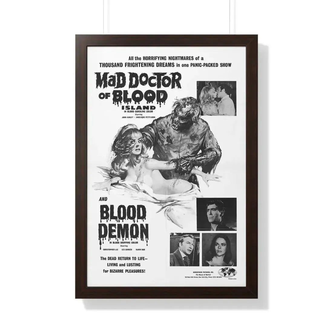 MAD DOCTOR OF BLOOD ISLAND + BLOOD DEMON (2) 1969 - Framed Movie Poster - The Sticker Space