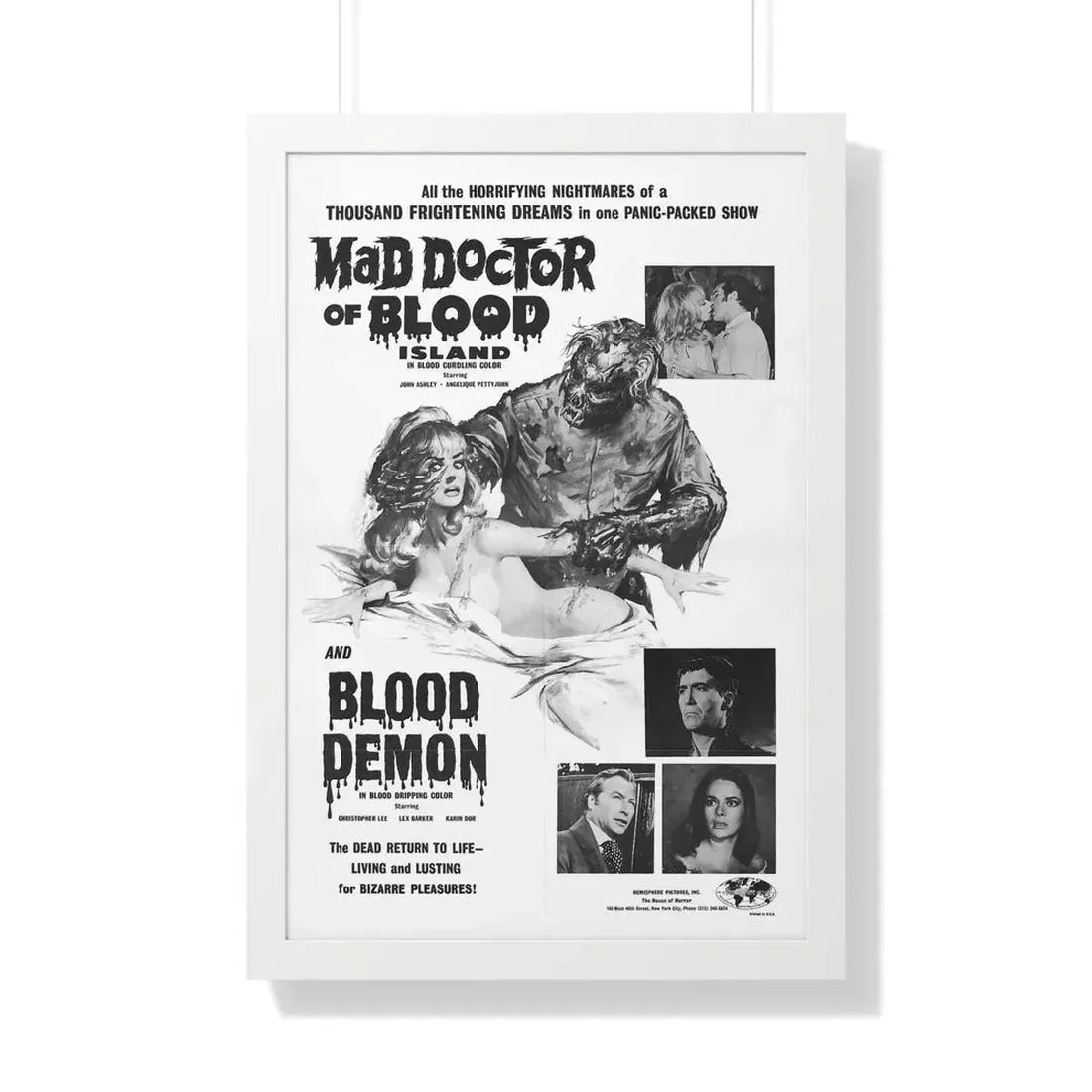 MAD DOCTOR OF BLOOD ISLAND + BLOOD DEMON (2) 1969 - Framed Movie Poster - The Sticker Space