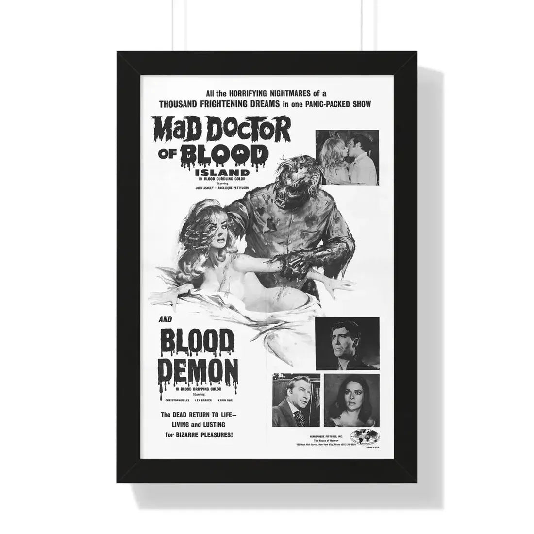 MAD DOCTOR OF BLOOD ISLAND + BLOOD DEMON (2) 1969 - Framed Movie Poster - The Sticker Space