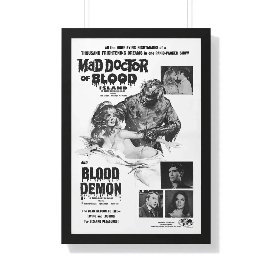 MAD DOCTOR OF BLOOD ISLAND + BLOOD DEMON (2) 1969 - Framed Movie Poster - The Sticker Space