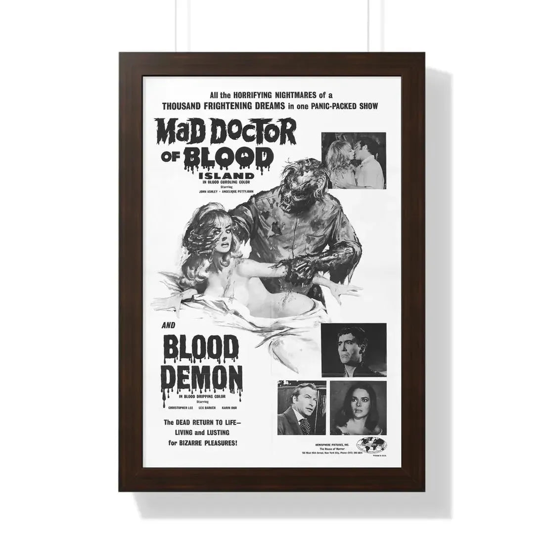 MAD DOCTOR OF BLOOD ISLAND + BLOOD DEMON (2) 1969 - Framed Movie Poster - The Sticker Space