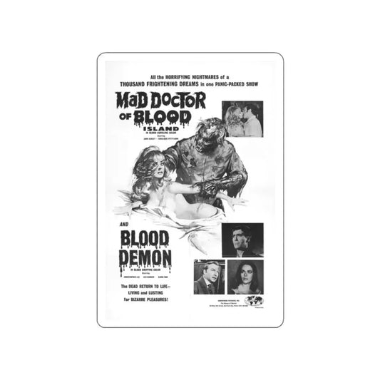 MAD DOCTOR OF BLOOD ISLAND + BLOOD DEMON (2) 1969 Movie Poster STICKER Vinyl Die-Cut Decal 2 Inch - The Sticker Space