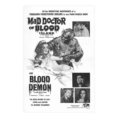 MAD DOCTOR OF BLOOD ISLAND + BLOOD DEMON (2) 1969 - Paper Movie Poster-24″ x 36″ (Vertical)-The Sticker Space