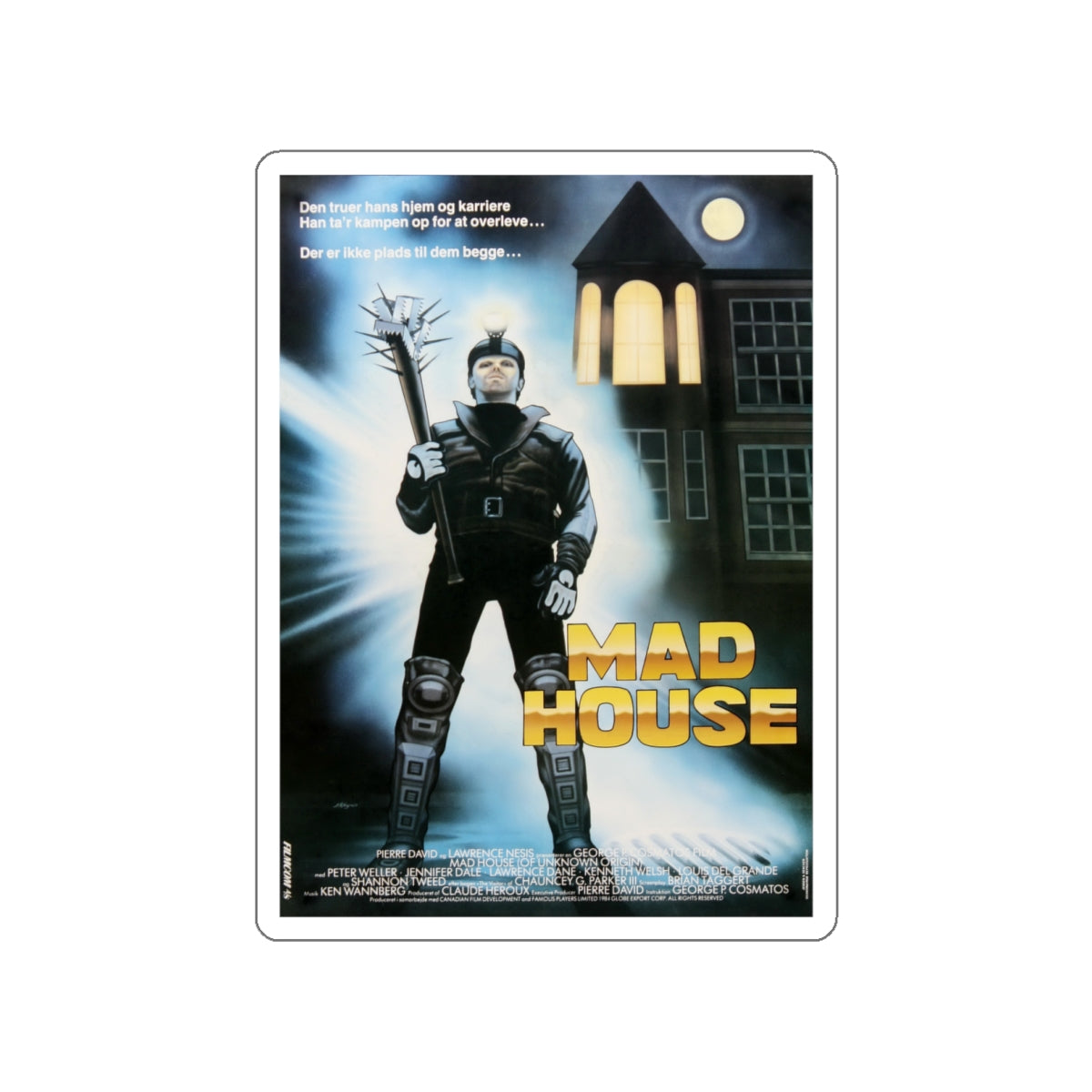 MAD HOUSE (OF UNKNOWN ORIGIN) 1983 Movie Poster STICKER Vinyl Die-Cut Decal-White-The Sticker Space