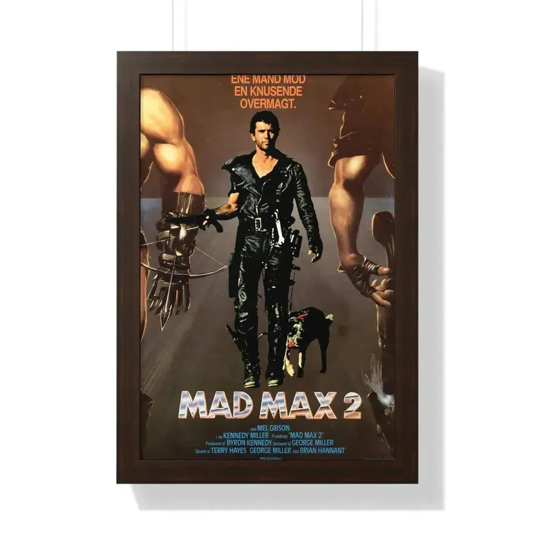 MAD MAX 2 (DANISH) 1981 - Framed Movie Poster 16″ x 24″ Walnut - The Sticker Space