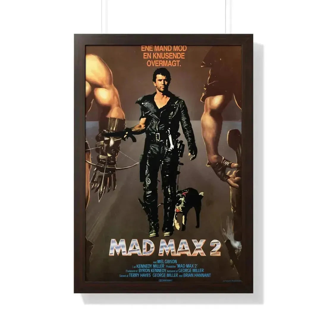 MAD MAX 2 (DANISH) 1981 - Framed Movie Poster 20" x 30" Walnut - The Sticker Space