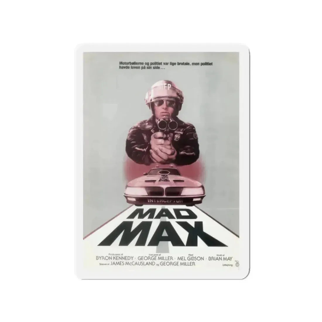 MAD MAX (DANISH) 1979 Movie Poster - Refrigerator Magnet 2 Inch Die-Cut - The Sticker Space