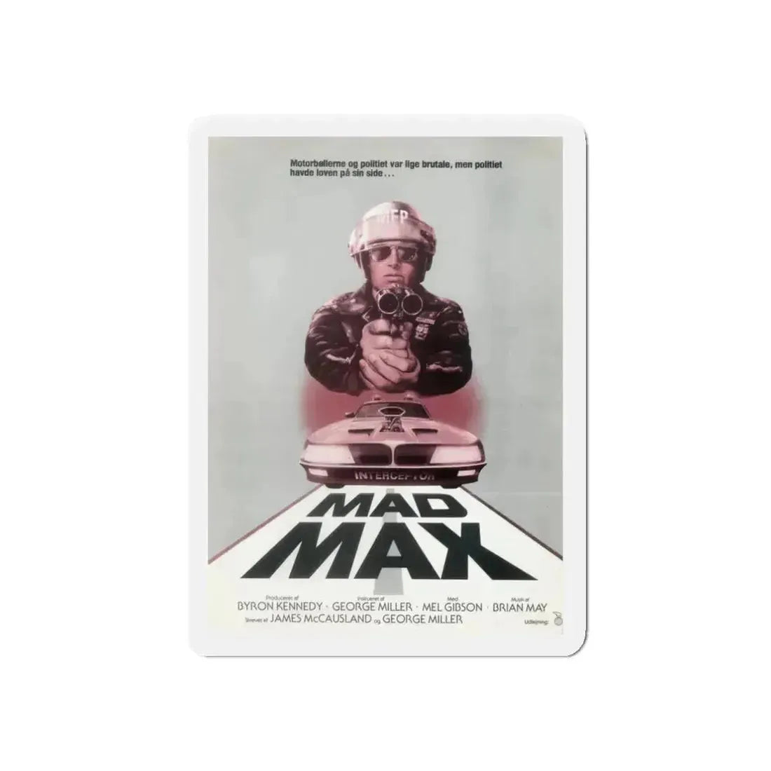 MAD MAX (DANISH) 1979 Movie Poster - Refrigerator Magnet 3 Inch Die-Cut - The Sticker Space