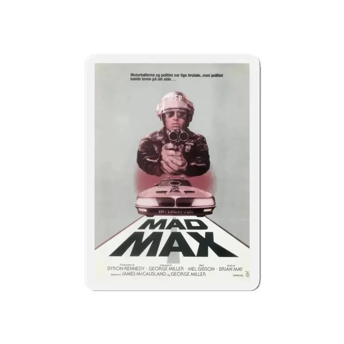 MAD MAX (DANISH) 1979 Movie Poster - Refrigerator Magnet 4 Inch Die-Cut - The Sticker Space
