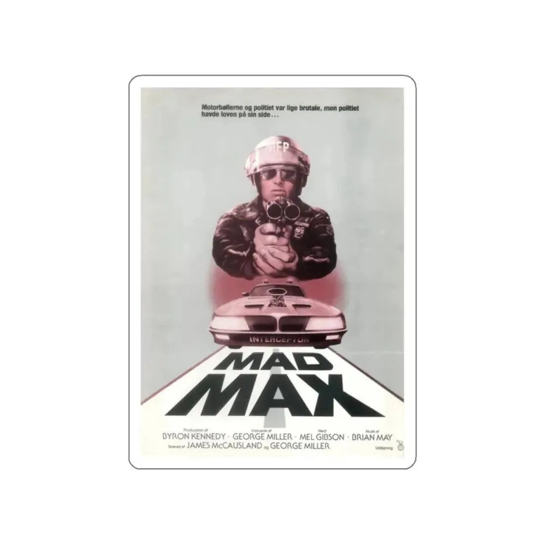 MAD MAX (DANISH) 1979 Movie Poster STICKER Vinyl Die-Cut Decal 2 Inch - The Sticker Space