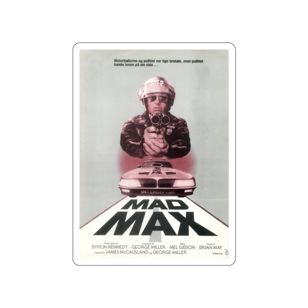 MAD MAX (DANISH) 1979 Movie Poster STICKER Vinyl Die-Cut Decal-White-The Sticker Space