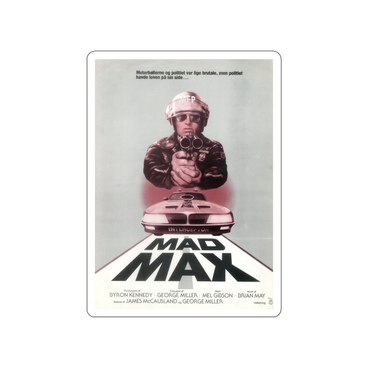 MAD MAX (DANISH) 1979 Movie Poster STICKER Vinyl Die-Cut Decal-White-The Sticker Space