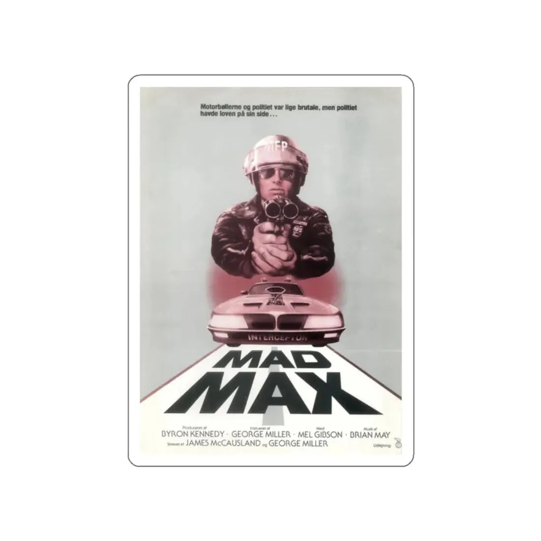 MAD MAX (DANISH) 1979 Movie Poster STICKER Vinyl Die-Cut Decal - The Sticker Space