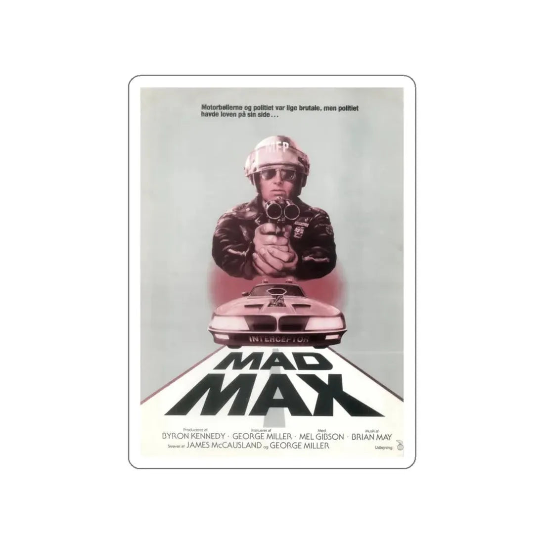 MAD MAX (DANISH) 1979 Movie Poster STICKER Vinyl Die-Cut Decal - The Sticker Space