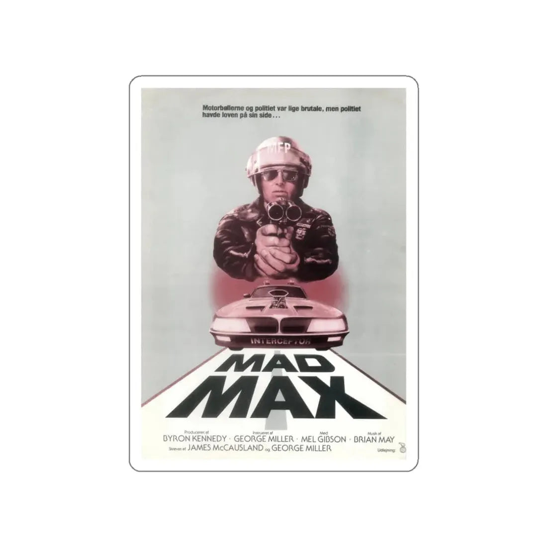 MAD MAX (DANISH) 1979 Movie Poster STICKER Vinyl Die-Cut Decal - The Sticker Space