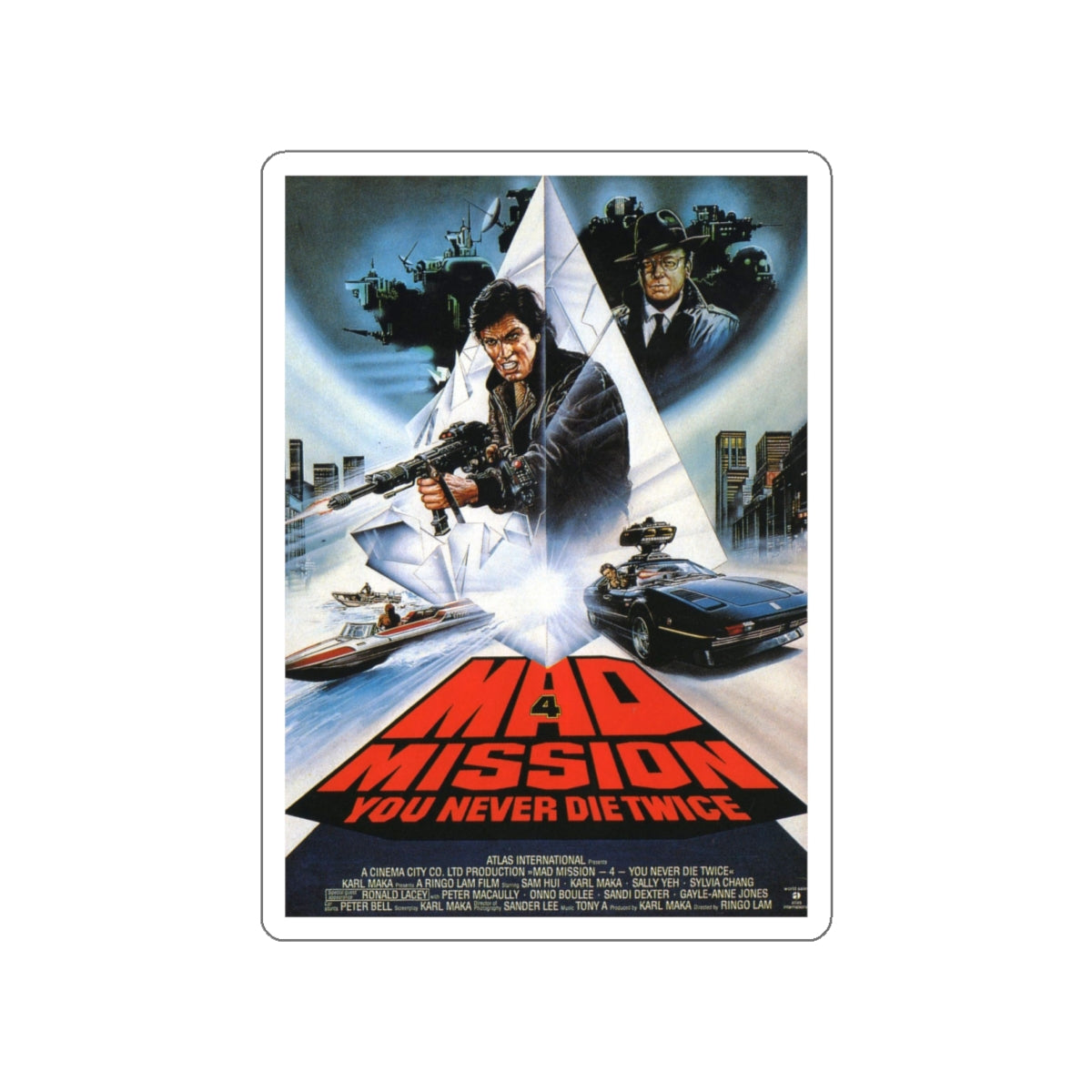 MAD MISSION 4 1986 Movie Poster STICKER Vinyl Die-Cut Decal-4 Inch-The Sticker Space