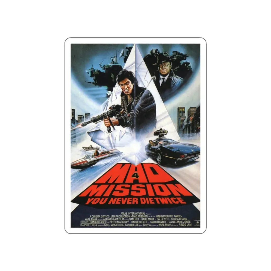 MAD MISSION 4 1986 Movie Poster STICKER Vinyl Die-Cut Decal - The Sticker Space