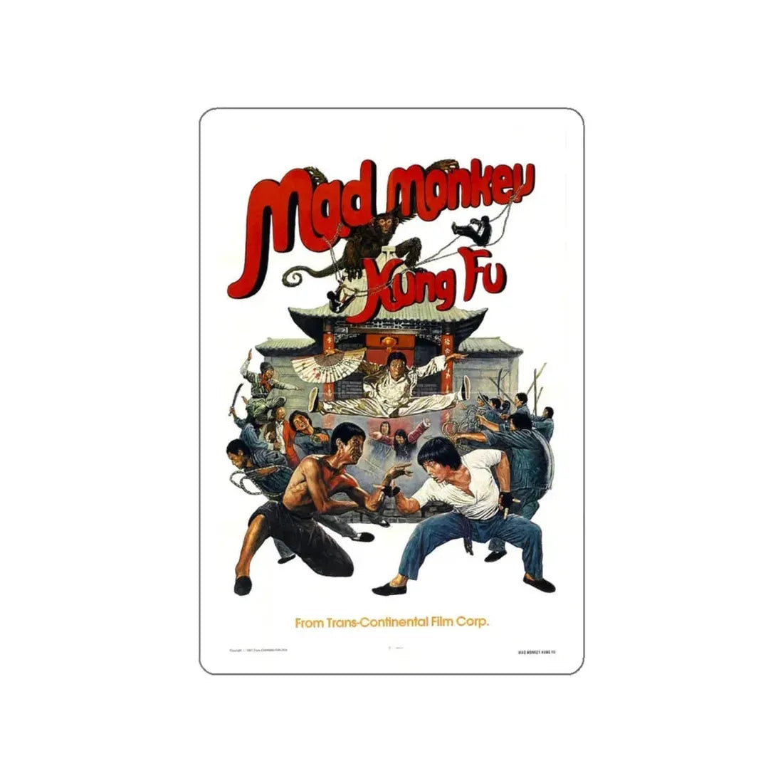 MAD MONKEY KUNG FU 1979 Movie Poster STICKER Vinyl Die-Cut Decal 6 Inch - The Sticker Space