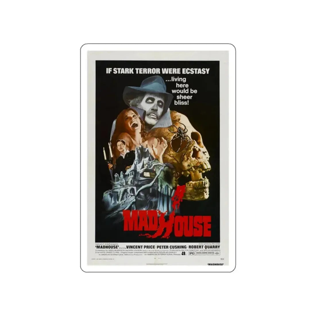 MADHOUSE 1974 Movie Poster STICKER Vinyl Die-Cut Decal 5 Inch - The Sticker Space
