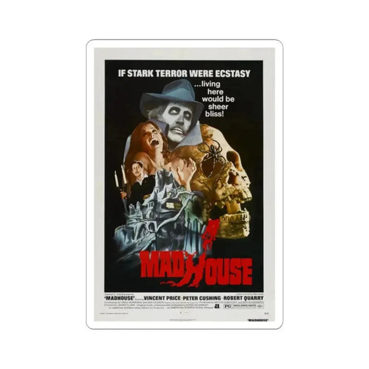 MADHOUSE 1974 Movie Poster - STICKER Vinyl Kiss-Cut Decal 2 Inch White - The Sticker Space
